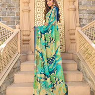 Geometric pattern on georgette saree