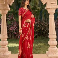 Floral pattern on silk saree