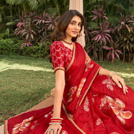  Printed silk saree styling