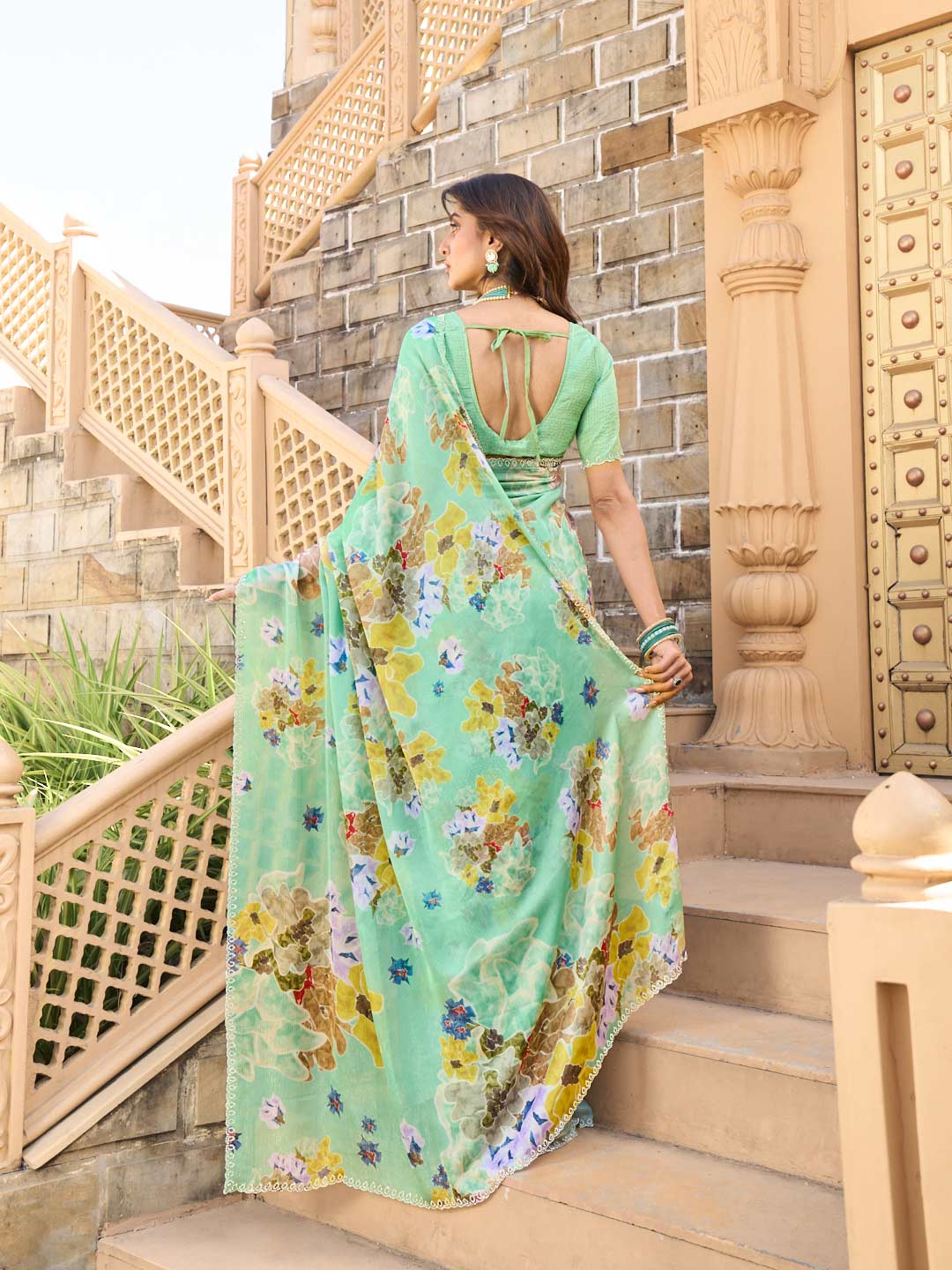 printed silk saree