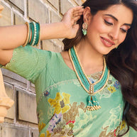 Printed silk saree styling