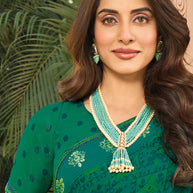 Printed green saree styling
