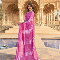Linear pattern on chiffon saree