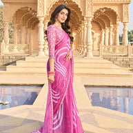 Purple chiffon saree with matching blouse