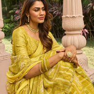 Stripe pattern on georgette saree