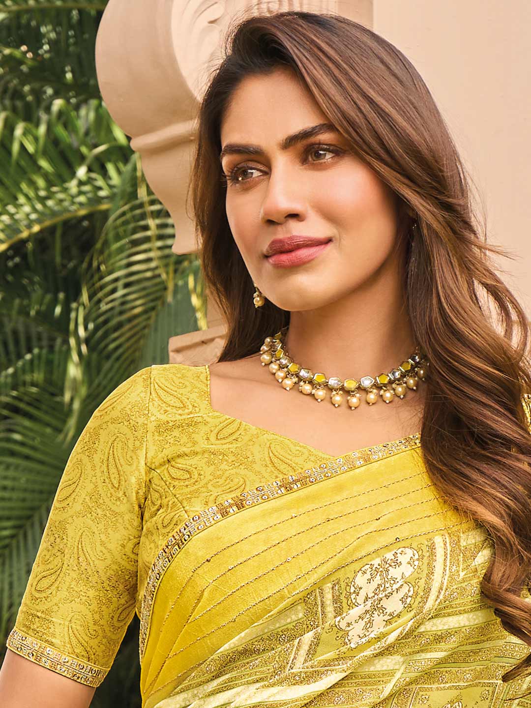 Printed striped saree styling