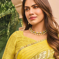 Printed striped saree styling