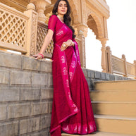 Pink georgette saree with silk blouse