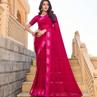 Pink floral print georgette saree