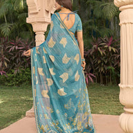 Printed chiffon saree styling