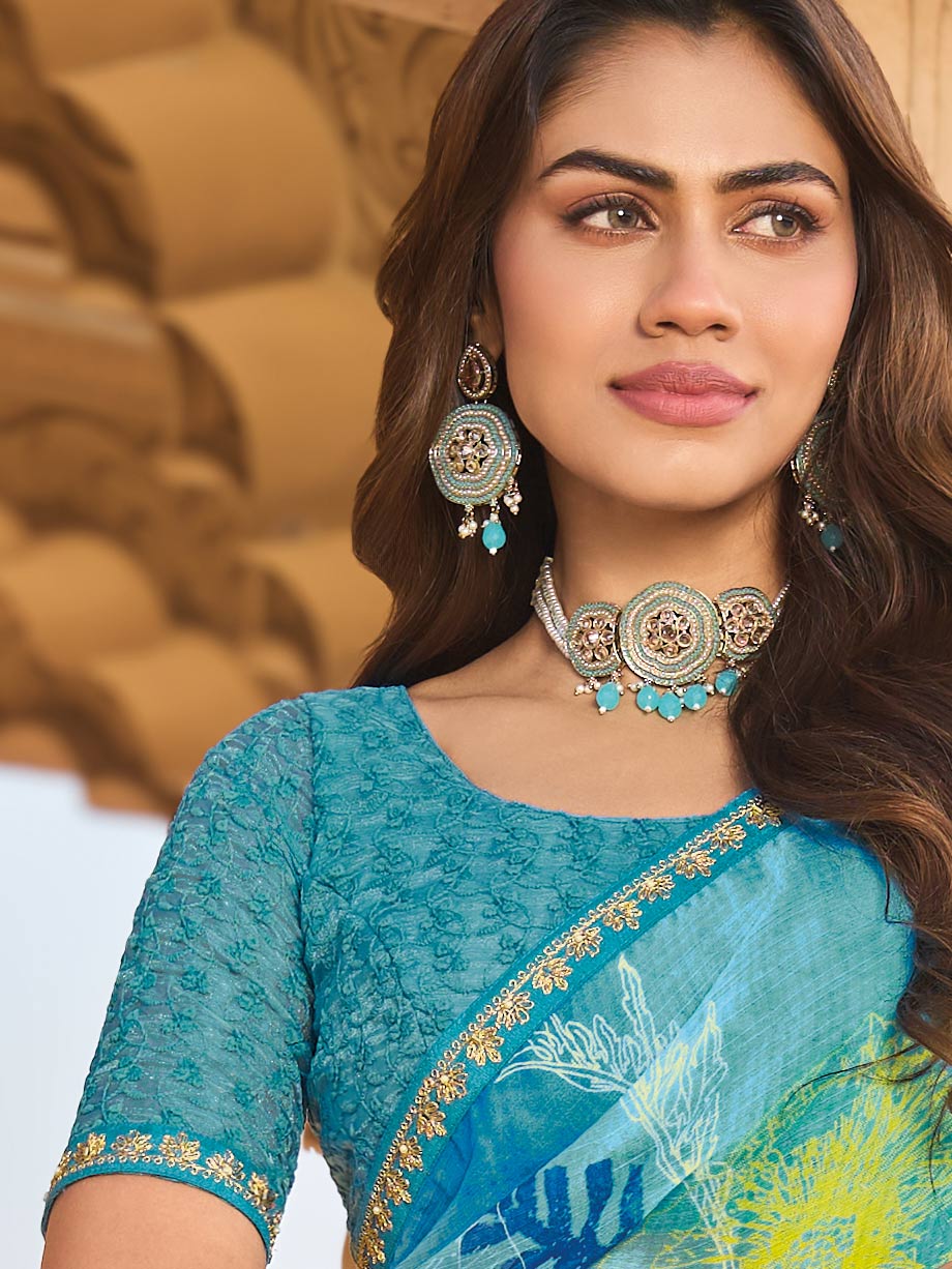  printed chiffon saree light weight saree