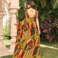 Modern printed georgette saree styling