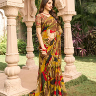 Geometric pattern georgette saree design