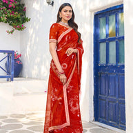  floral print designer chiffon saree 
