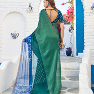 Laxmipati Rang Birangi Blue Silk Blend Geometric Printed Saree