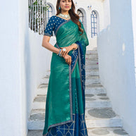 Laxmipati Rang Birangi Blue Silk Blend Geometric Printed Saree