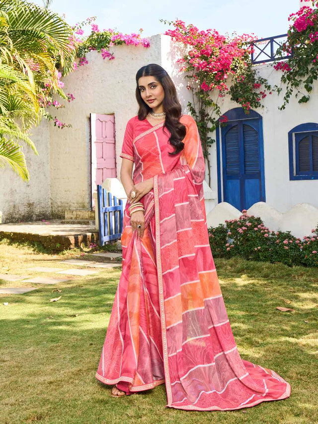 abstract designer printed saree 