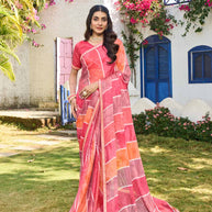 Multicolor chiffon geometric printed saree
