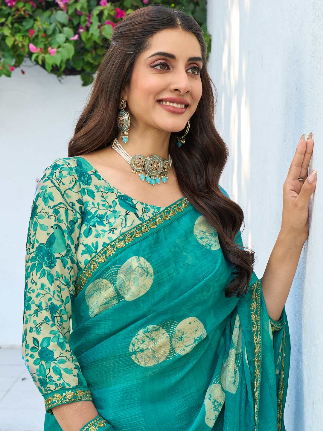 Laxmipati Rang Birangi Blue Silk Blend Geometric Printed Saree