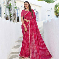 Red georgette leheriya bandhani printed saree