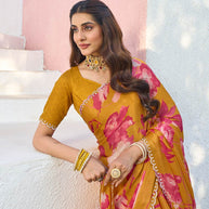 party wear floral saree
