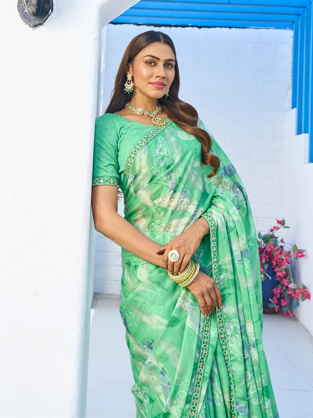 elegant party wear silk saree