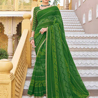Green bandhani print saree