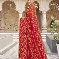 Red festive designer saree