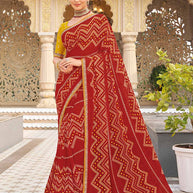 Red bandhani georgette saree