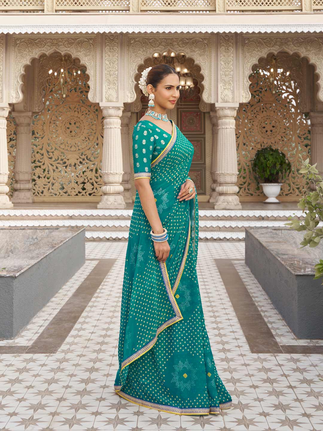 Trendy designer bandhani saree