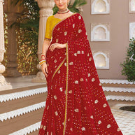 Red bandhani saree