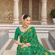Green festive designer saree