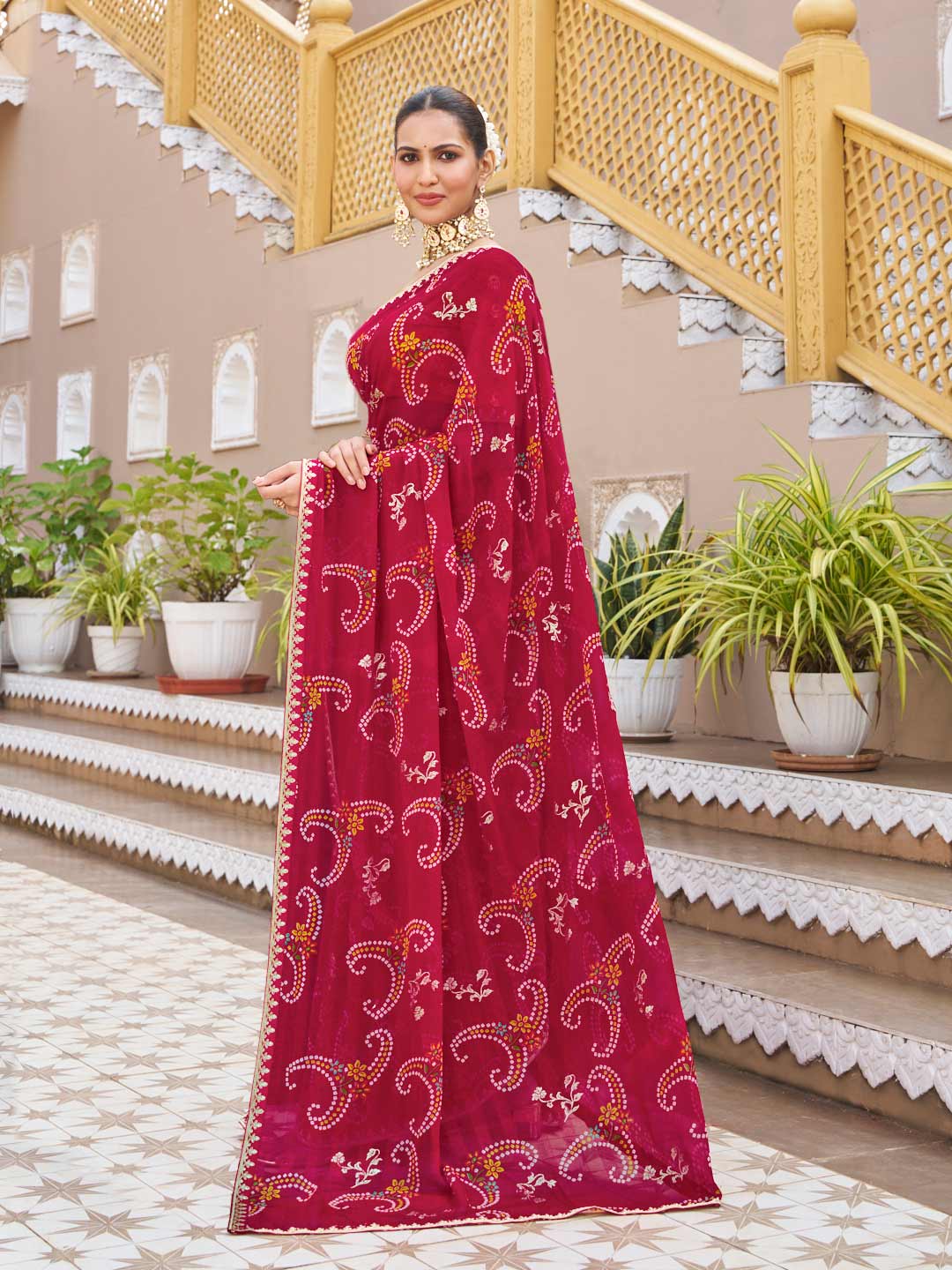 Shimmer foil georgette saree
