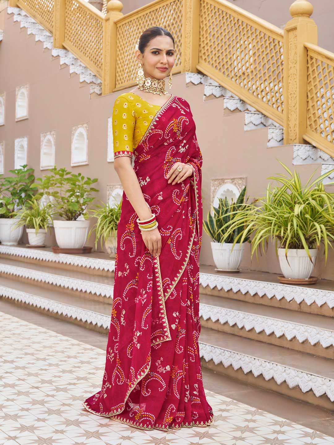 Festive designer bandhani saree