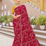 Red bandhani work saree