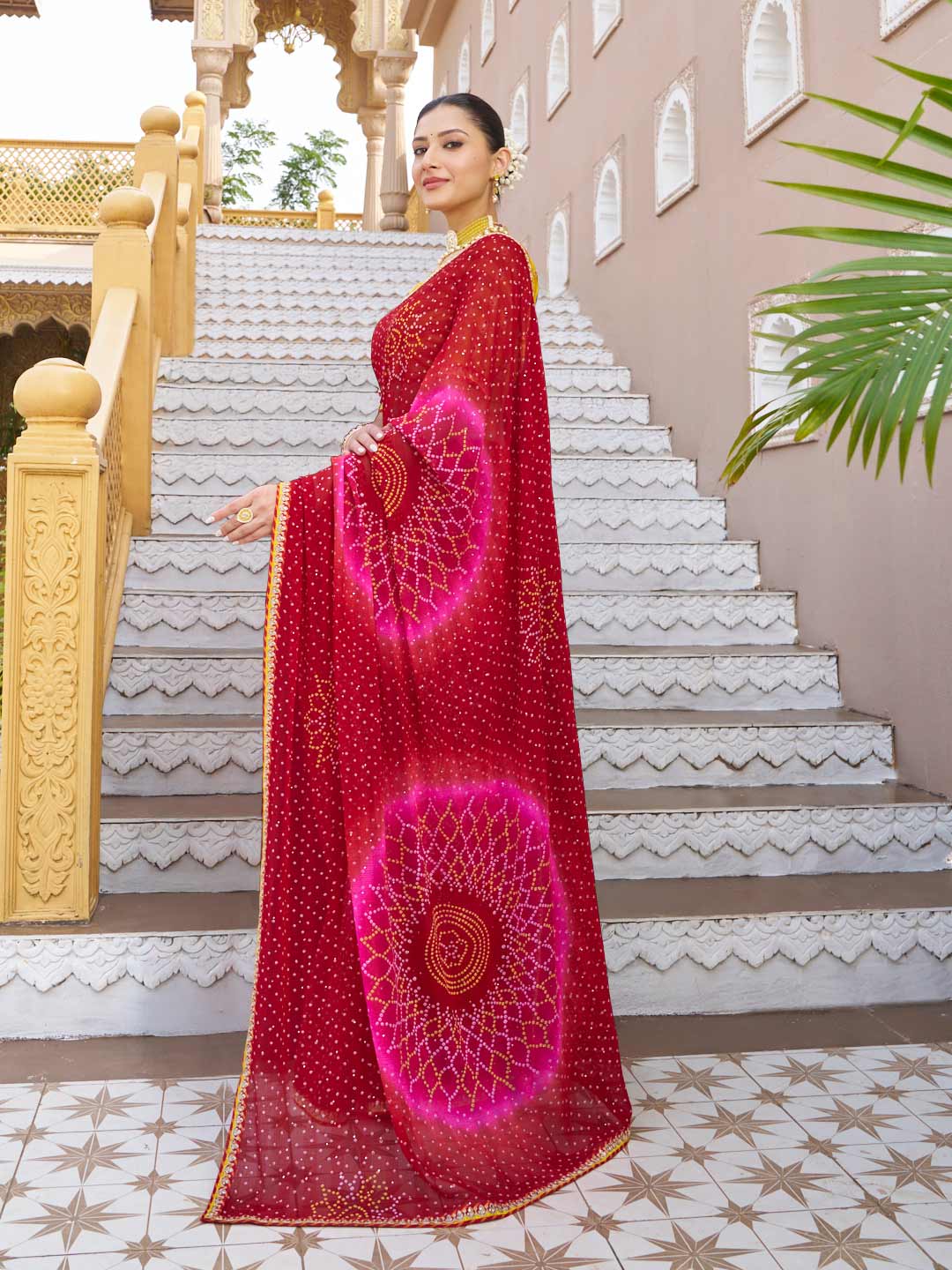 Classic bandhani georgette saree