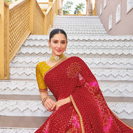 Red festive wear saree