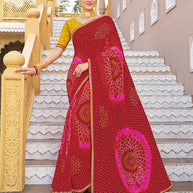 Red traditional bandhani saree