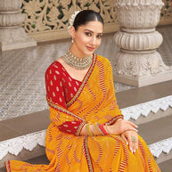 Mustard festive designer saree