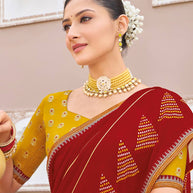 Maroon festive designer saree