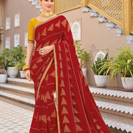 Maroon bandhani print saree