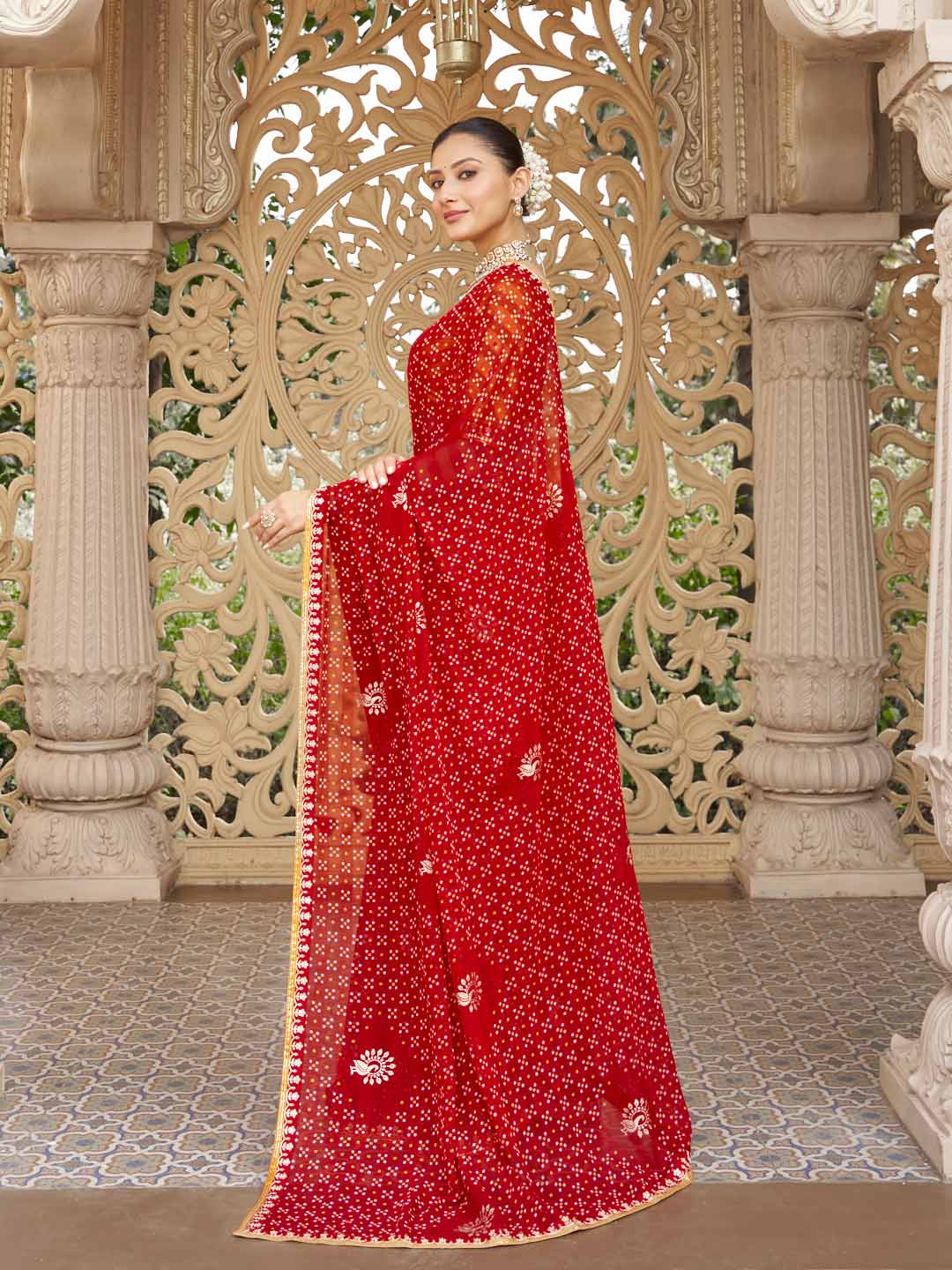 Red wedding designer saree