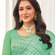 Green floral embroidered saree