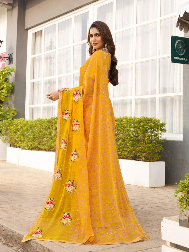 floral print designer saree 