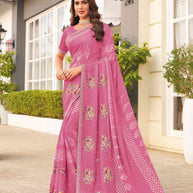 Purple embroidered chiffon saree