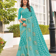 blue embroidered saree
