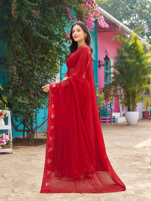 geometric print designer saree