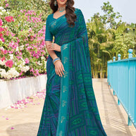 blue foil georgette saree