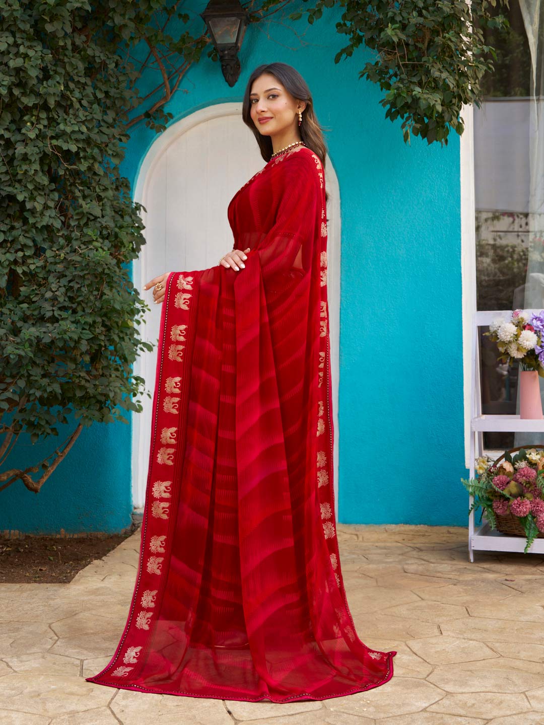 designer georgette festive saree