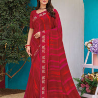 Red geometric saree